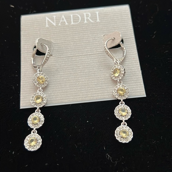 Nadri Framed Cubic Zirconia Crystal Dangle Earrings New - Picture 1 of 3